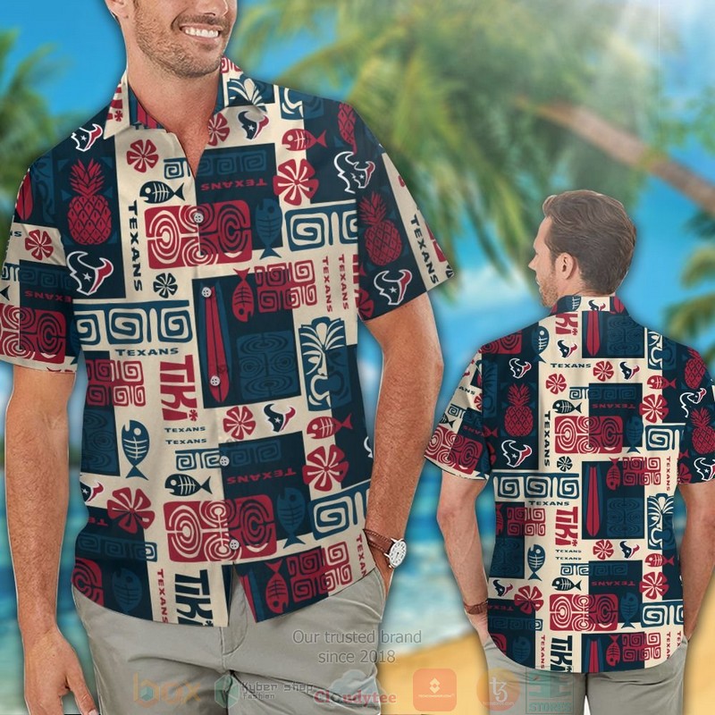 HOT Houston Texans fish bone hawaiian shirt and shorts 2 Houston Texans fish bone hawaiian shirt and shorts 1