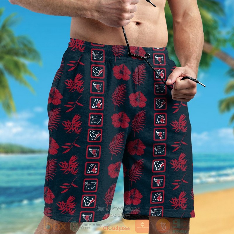 HOT Houston Texans logo red Hibiscus hawaiian shirt and shorts 5 Houston Texans logo red Hibiscus hawaiian shirt and shorts 1 2 3 4