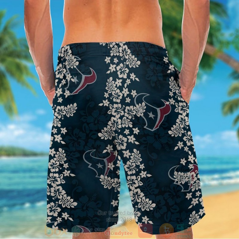 Houston Texans tropical plants dark blue hawaii shirt shorts 1 2 3 4 5