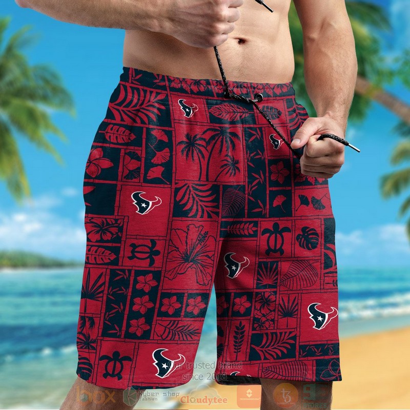 Houston Texans tropical plants red hawaii shirt shorts 1 2 3 4