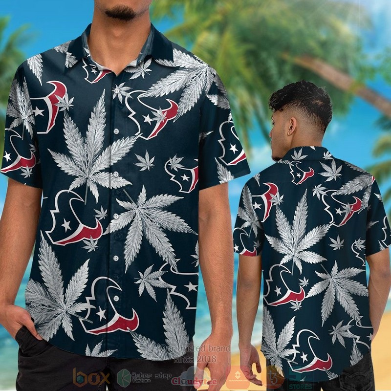 HOT Houston Texans weed dark blue hawaii shirt, shorts 2 Houston Texans weed dark blue hawaii shirt shorts 1
