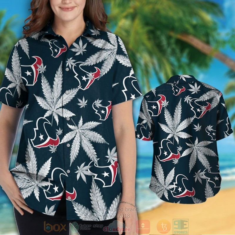 HOT Houston Texans weed dark blue hawaii shirt, shorts 3 Houston Texans weed dark blue hawaii shirt shorts 1 2