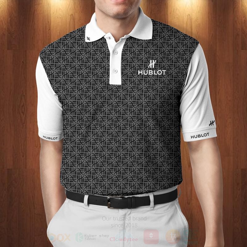 BEST Hublot Black-White All Over Print 3D Polo Shirt 3 Hublot Black White Polo Shirt 1 2