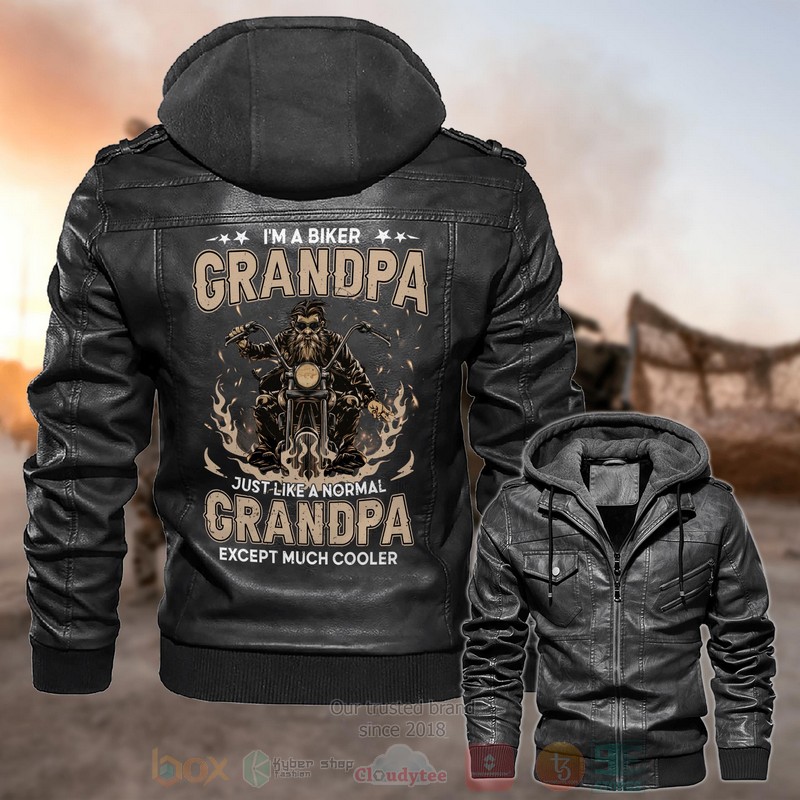 Im A Biker Grandpa Leather Jacket