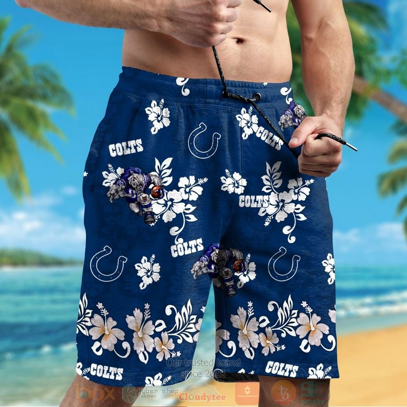 Indianapolis Colts logo blue hawaiian shirt and shorts 1 2 3 4