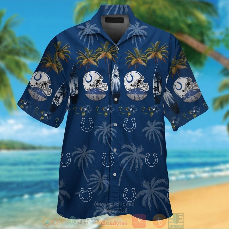 HOT Indianapolis Colts surfboard palm tree hawaiian shirt and shorts 1 Indianapolis Colts surfboard palm tree hawaiian shirt and shorts