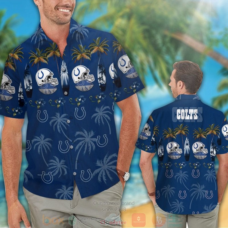 HOT Indianapolis Colts surfboard palm tree hawaiian shirt and shorts 2 Indianapolis Colts surfboard palm tree hawaiian shirt and shorts 1