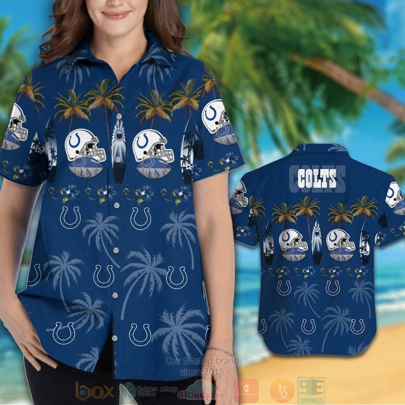 HOT Indianapolis Colts surfboard palm tree hawaiian shirt and shorts 3 Indianapolis Colts surfboard palm tree hawaiian shirt and shorts 1 2