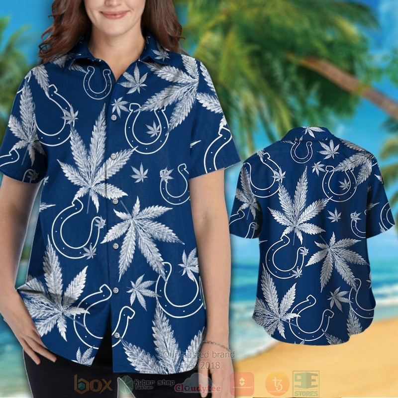 HOT Indianapolis Colts weed blue hawaii shirt, shorts 3 Indianapolis Colts weed blue hawaii shirt shorts 1 2