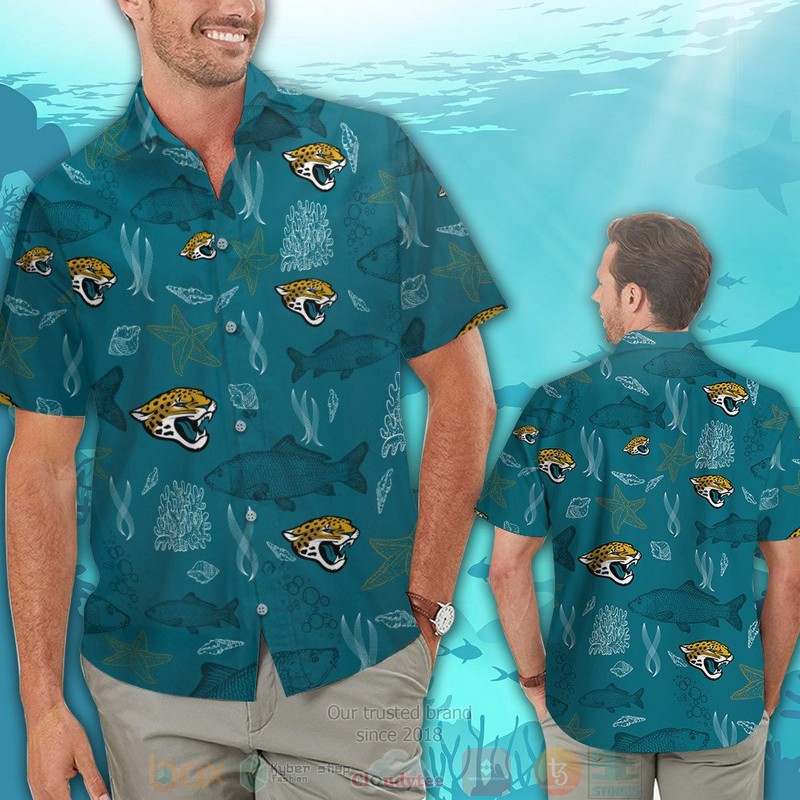 HOT Jacksonville Jaguars Fish hawaiian shirt and shorts 2 Jacksonville Jaguars Fish hawaiian shirt and shorts 1