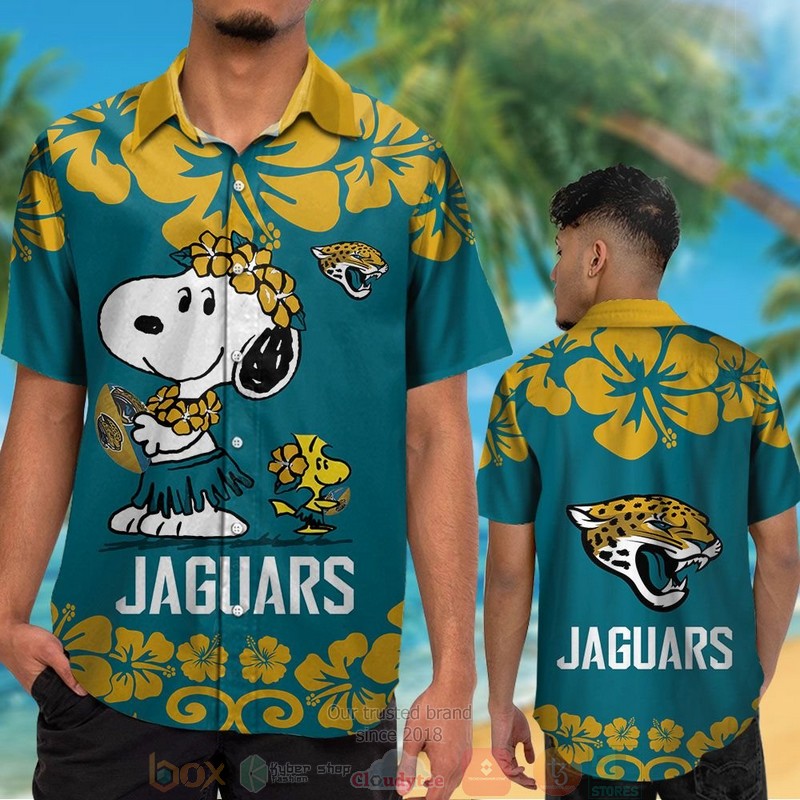 HOT Jacksonville Jaguars Snoopy Woodstock hawaiian shirt and shorts 2 Jacksonville Jaguars Snoopy Woodstock hawaiian shirt and shorts 1