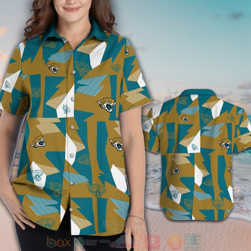 HOT Jacksonville Jaguars gold teal hawaiian shirt and shorts 3 Jacksonville Jaguars gold teal hawaiian shirt and shorts 1 2