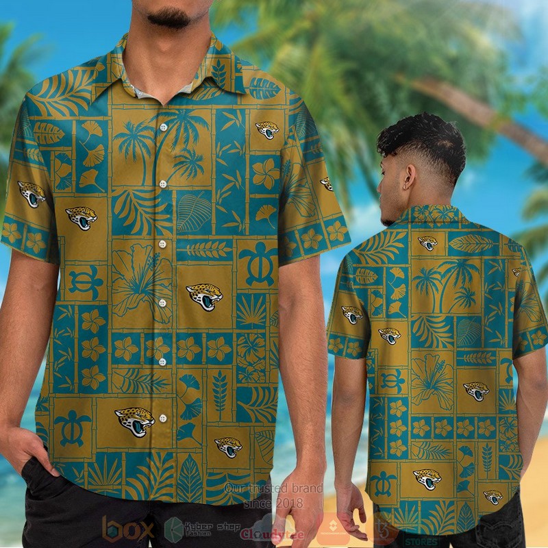 HOT Jacksonville Jaguars tropical plants gold hawaii shirt, shorts 2 Jacksonville Jaguars tropical plants gold hawaii shirt shorts 1