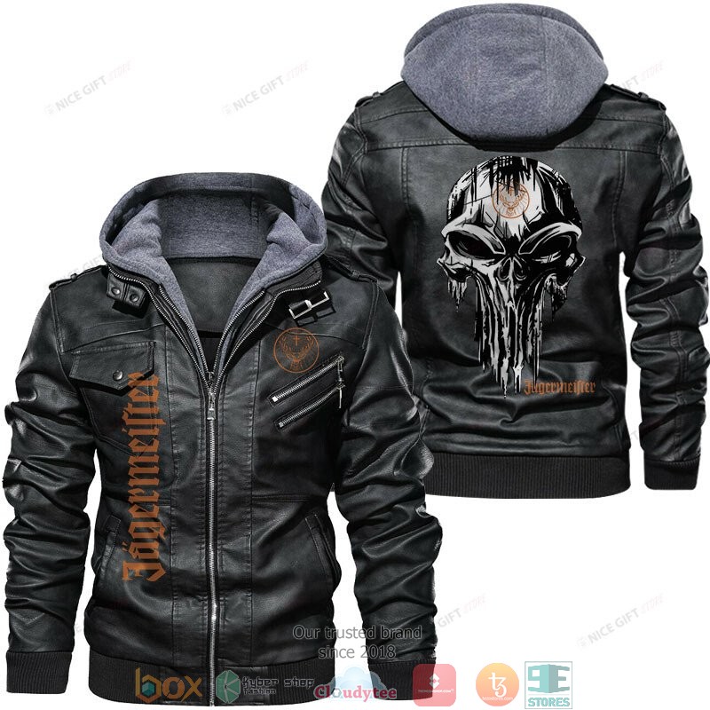 Jagermeister Punisher Skull Leather Jacket