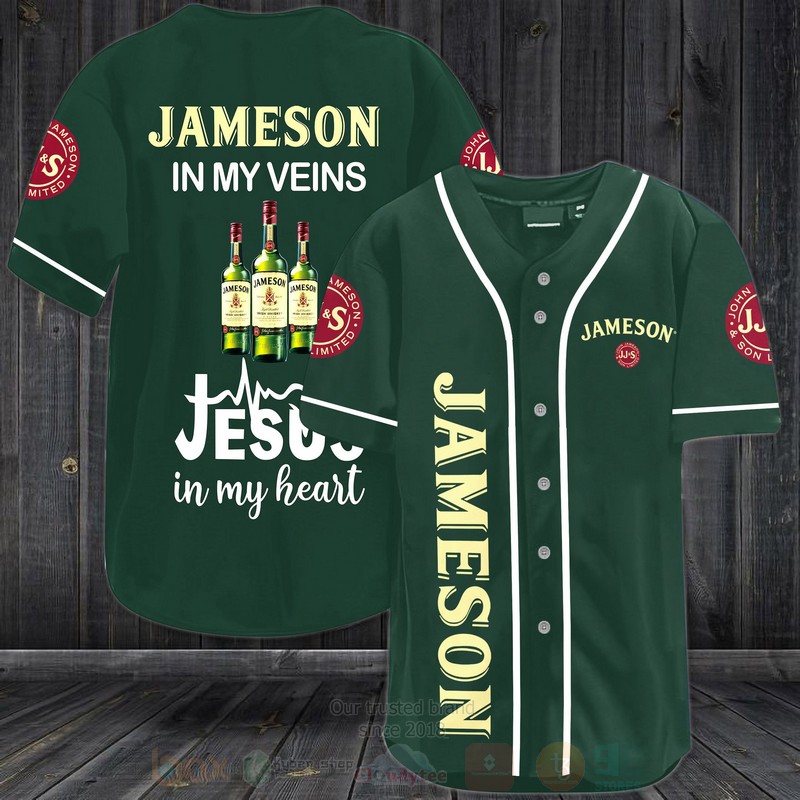Jameson In My Veins Jesus Is My Heart Baseball Jersey Shirt