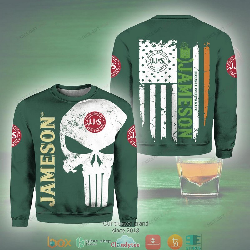 Jameson Irish Whiskey Punisher Skull Crewneck Sweatshirt