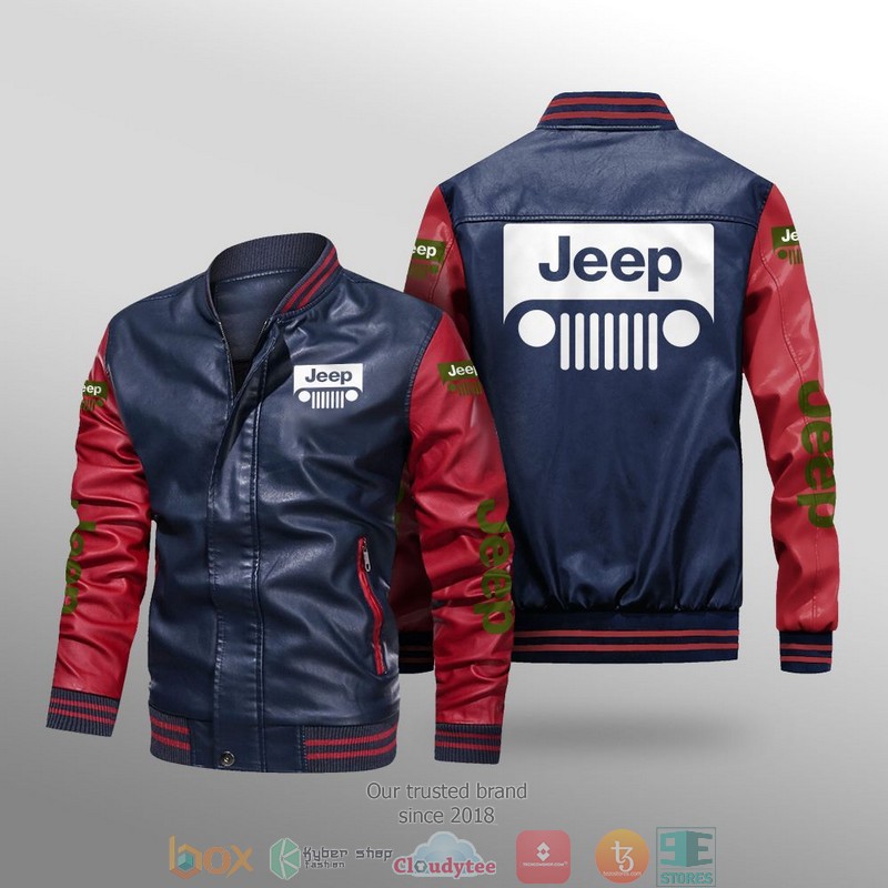 Jeep Car Brand Leather Bomber Jacket 1