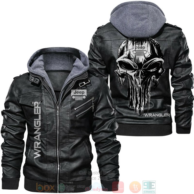 Jeep Wrangler The Punisher skull Leather Jacket