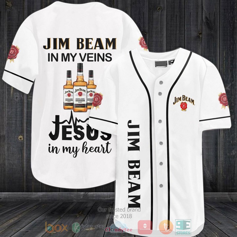 HOT Jim Beam in my veins Jesus in my heart white Baseball Jersey 2 Jim Beam in my veins Jesus in my heart white Baseball Jersey