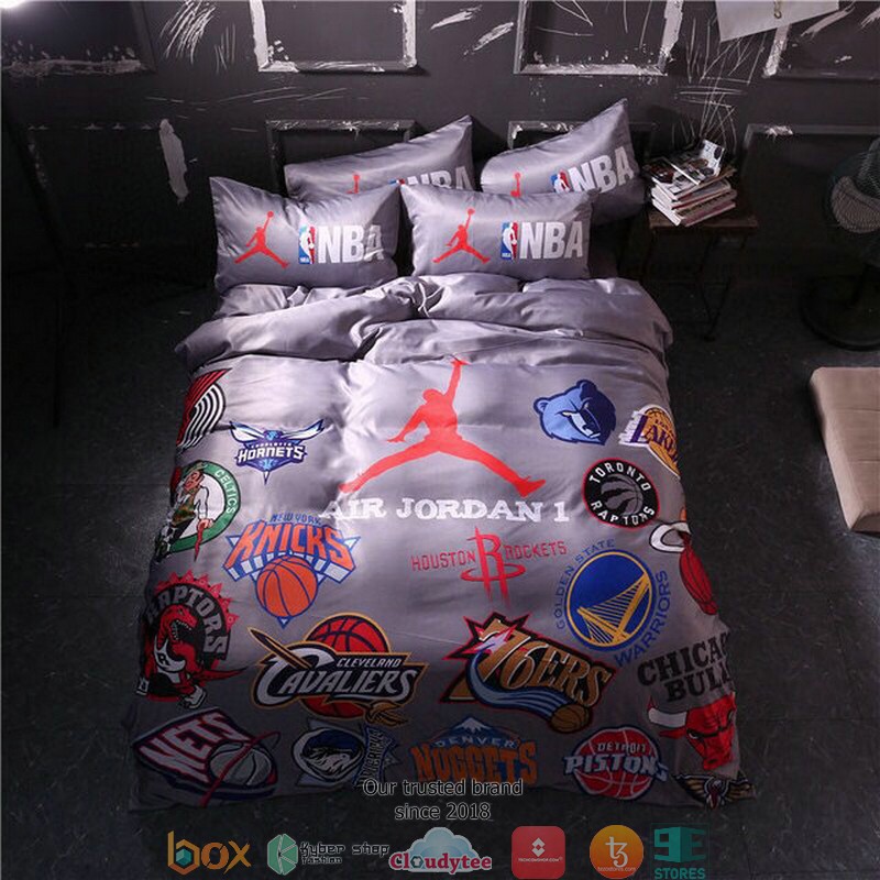 Jordan logo club grey Duvet cover bedding set 2 Jordan logo club grey Duvet cover bedding set
