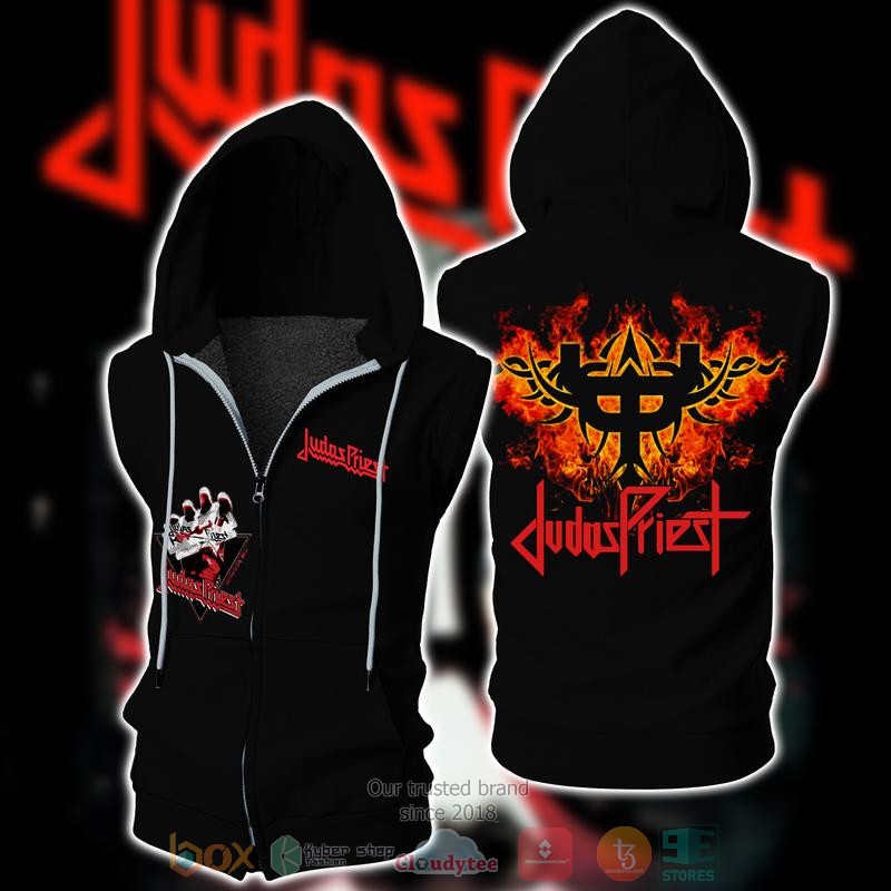 Judas Priest Sleeveless zip vest leather jacket