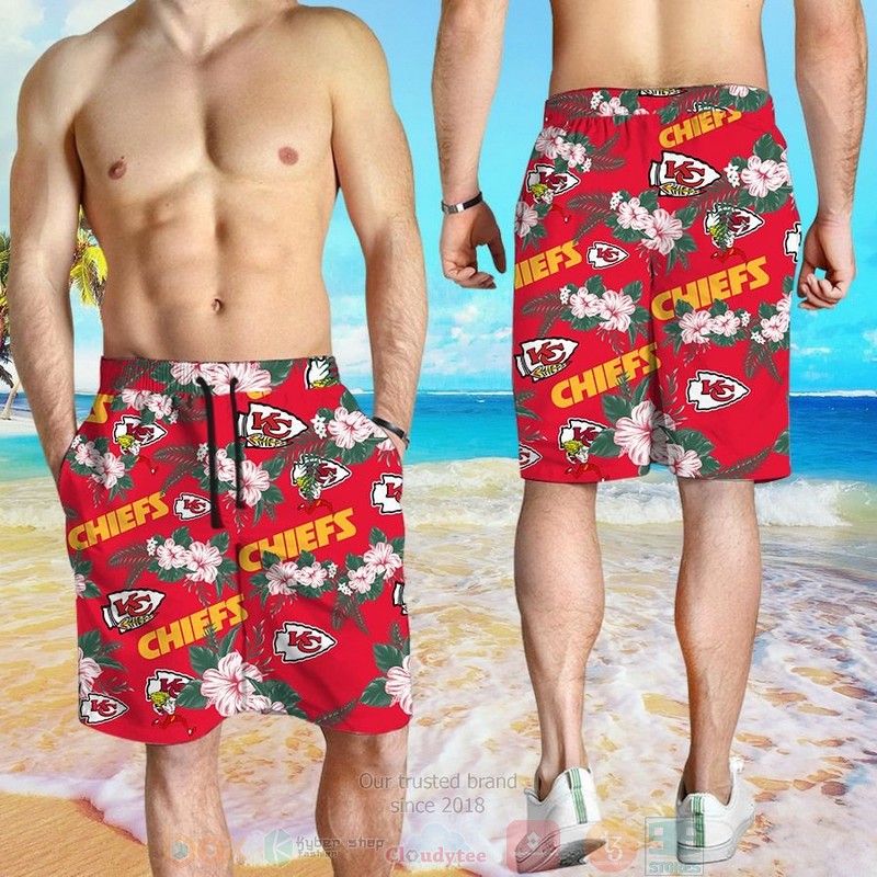 HOT Kansas City Chiefs Hibiscus hawaiian shirt and shorts 4 Kansas City Chiefs Hibiscus hawaiian shirt and shorts 1 2 3