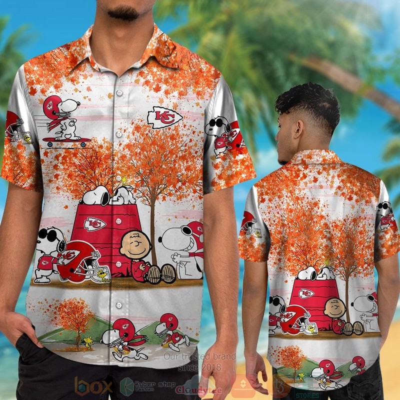 HOT Kansas City Chiefs Snoopy Charlie Brown Autumn hawaiian shirt and shorts 2 Kansas City Chiefs Snoopy Charlie Brown Autumn hawaiian shirt and shorts 1