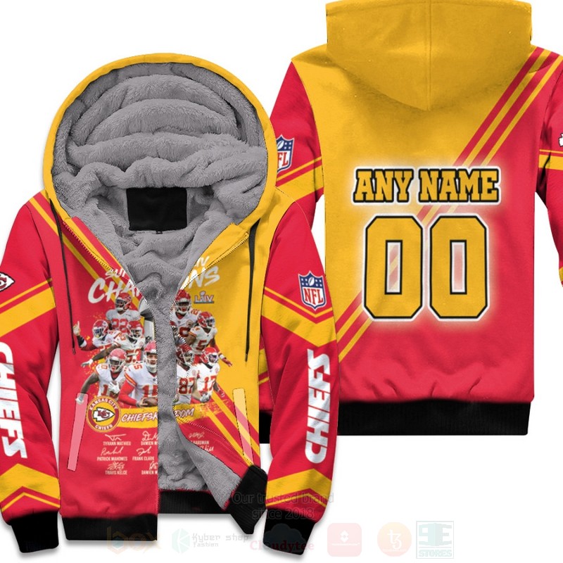 Kansas City Chiefs Super Bowl Champions Legends Player Signatures Personalized 3D Fleece Hoodie