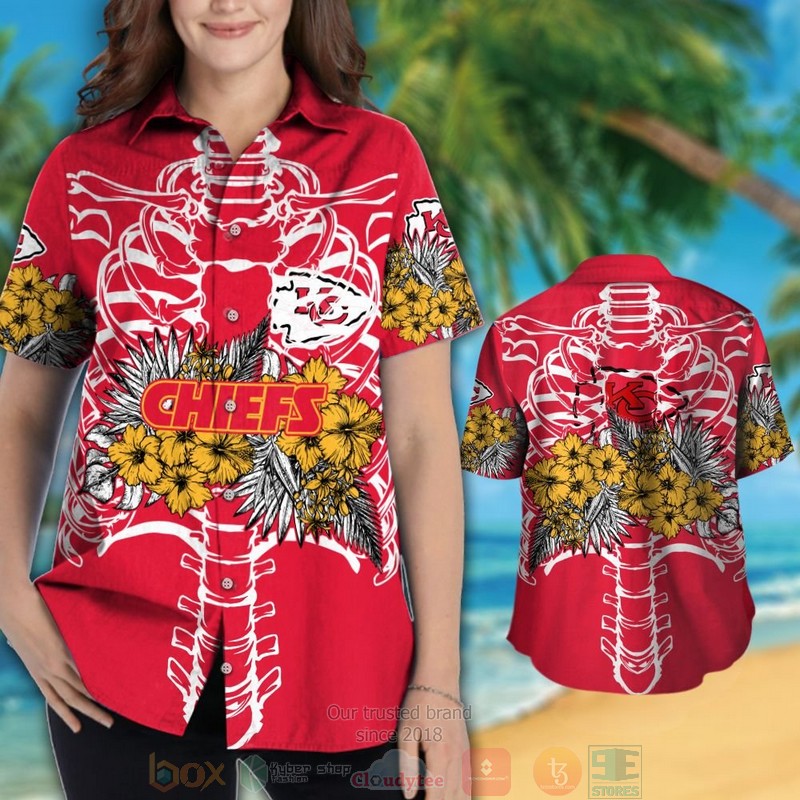 HOT Kansas City Chiefs yellow Hibiscus red hawaii shirt, shorts 3 Kansas City Chiefs yellow Hibiscus red hawaii shirt shorts 1 2