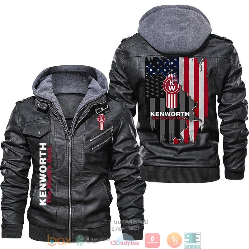 Kenworth The Worlds Best US Flag Leather Jacket