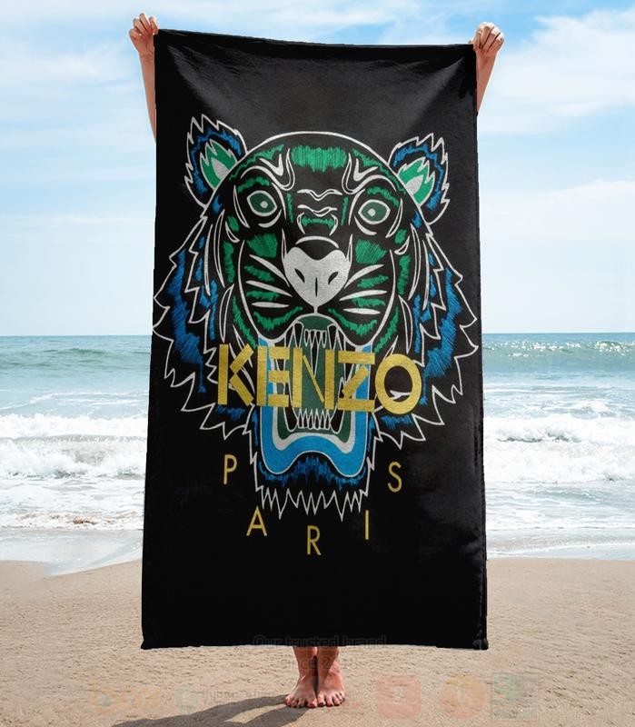 Kenzo Paris Tiger Black Microfiber Beach Towel
