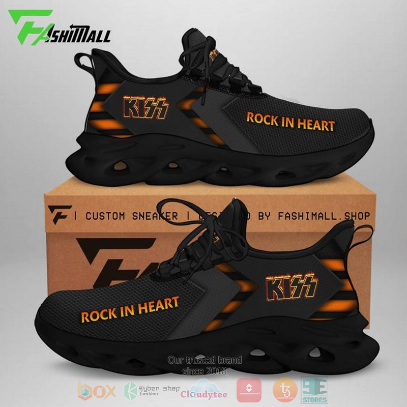 NEW Kiss band Rock in heart black orange clunky max soul Sneakers 9 Kiss band Rock in heart black orange clunky max soul shoes