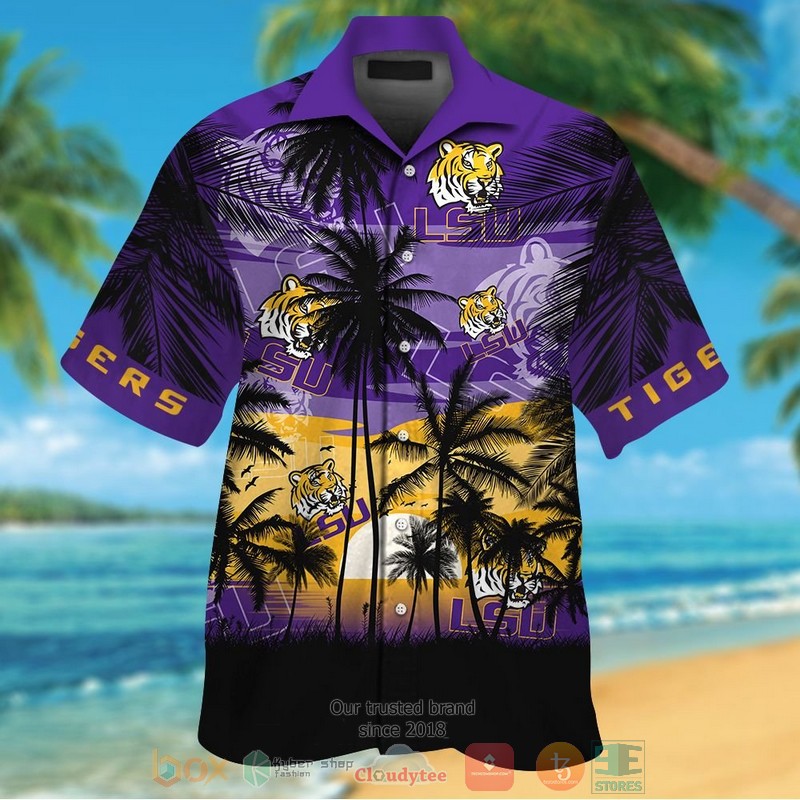 LSU Tigers Tropical Hawaiian Shirt and shorts