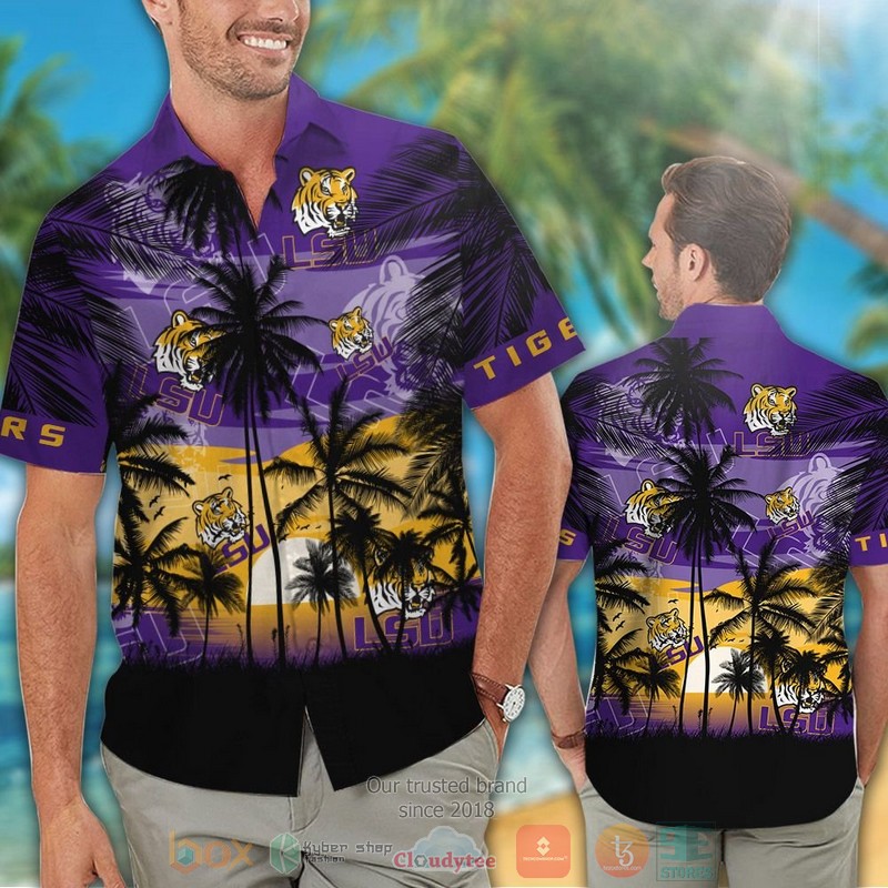 HOT LSU Tigers Tropical Hawaiian Shirt and shorts 2 LSU Tigers Tropical Hawaiian Shirt and shorts 1