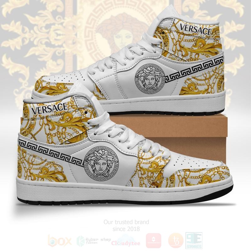 Versace White Air Jordan High Top Shoes