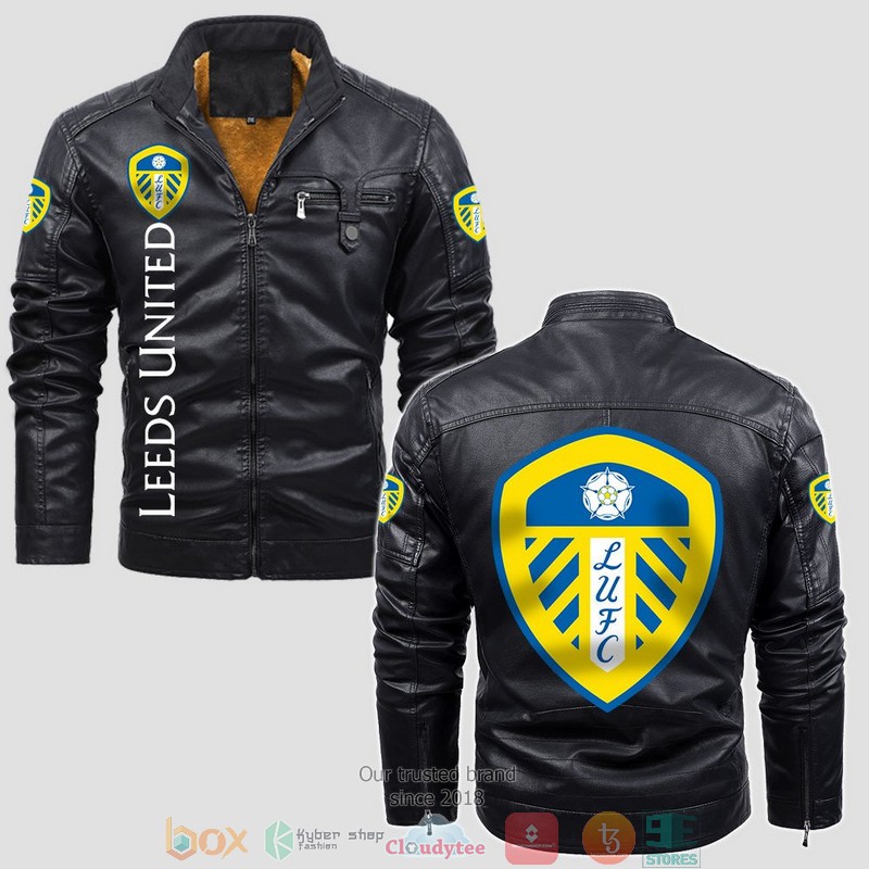 Leeds United Fleece Leather Jacket 1