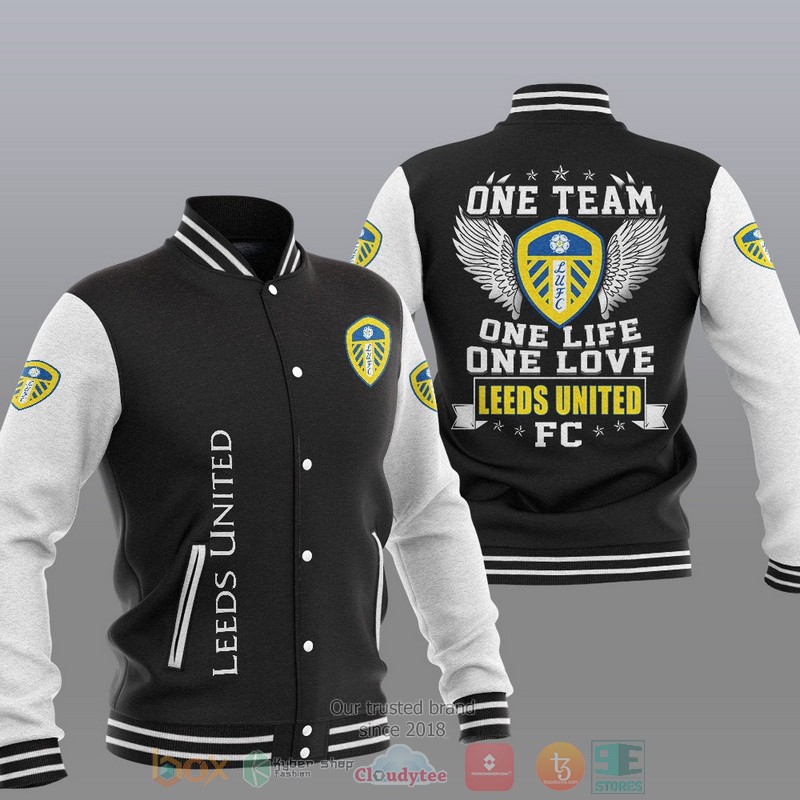 Leeds United One Team One Life One Love Baseball Jacket