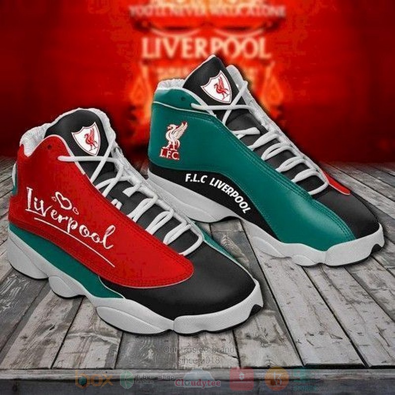 Liverpool L F C team black red Air Jordan 13 shoes