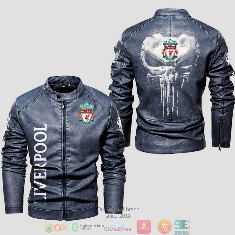 Liverpool Punisher Skull Collar Leather Jacket 3 Liverpool Punisher Skull Collar Leather Jacket 1 2