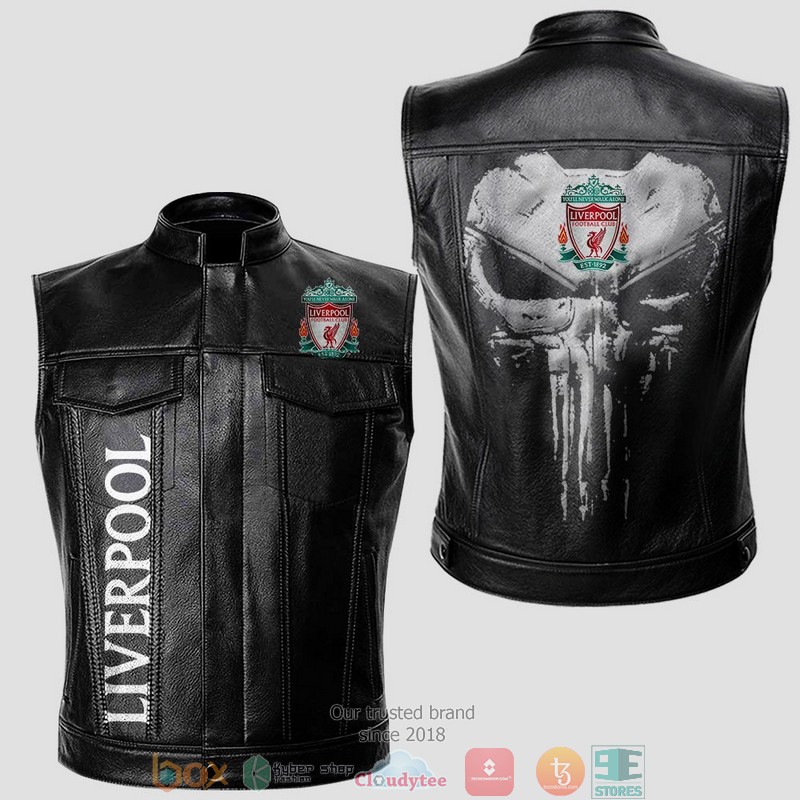 Liverpool Punisher Skull Vest Leather Jacket