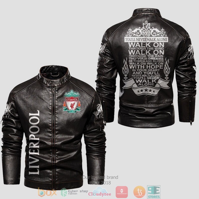 Liverpool Youll Never Walk Alone Collar Leather Jacket