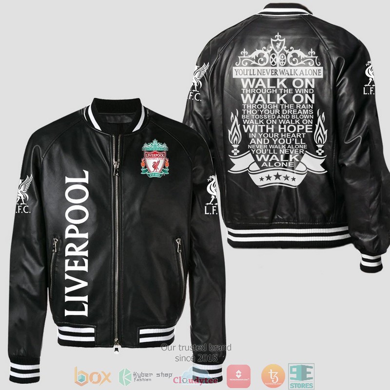 Liverpool Youll Never Walk Alone Leather Bomber Jacket