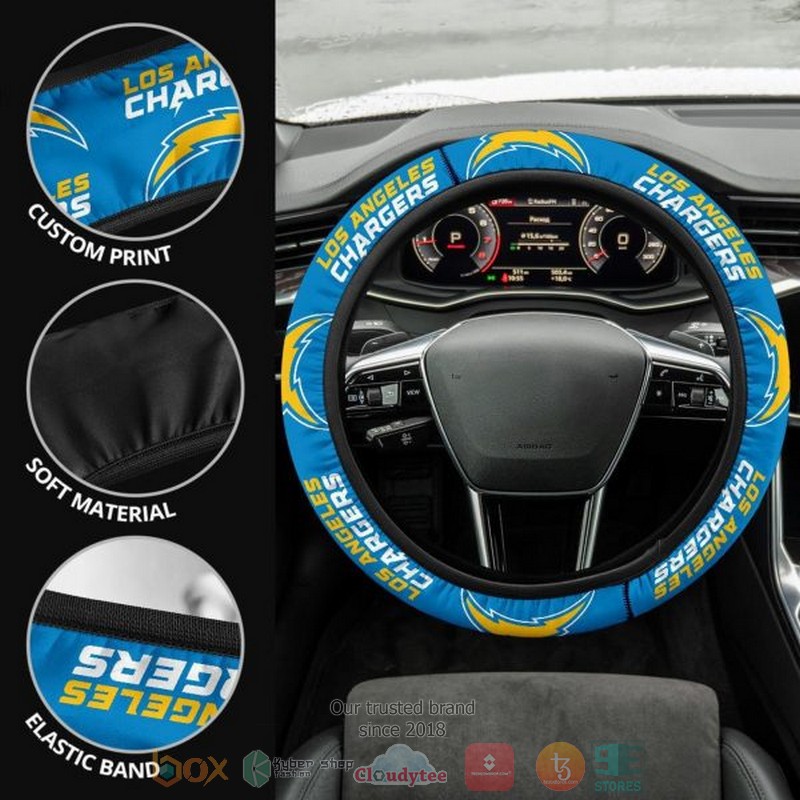 HOT Los Angeles Chargers steering wheel cover 3 Los Angeles Chargers steering wheel cover 1 2