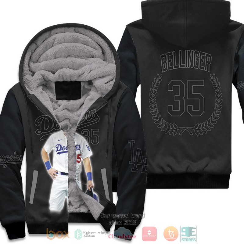 BEST Los Angeles Dodgers Cody Bellinger 35 MLB 2020 MLB Black 3D fleece hoodie 2 Los Angeles Dodgers Cody Bellinger 35 MLB 2020 MLB Black fleece hoodie
