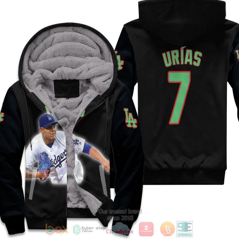 BEST Los Angeles Dodgers Julio Urias 7 MLB Black 3D fleece hoodie 3 Los Angeles Dodgers Julio Urias 7 MLB Black fleece hoodie