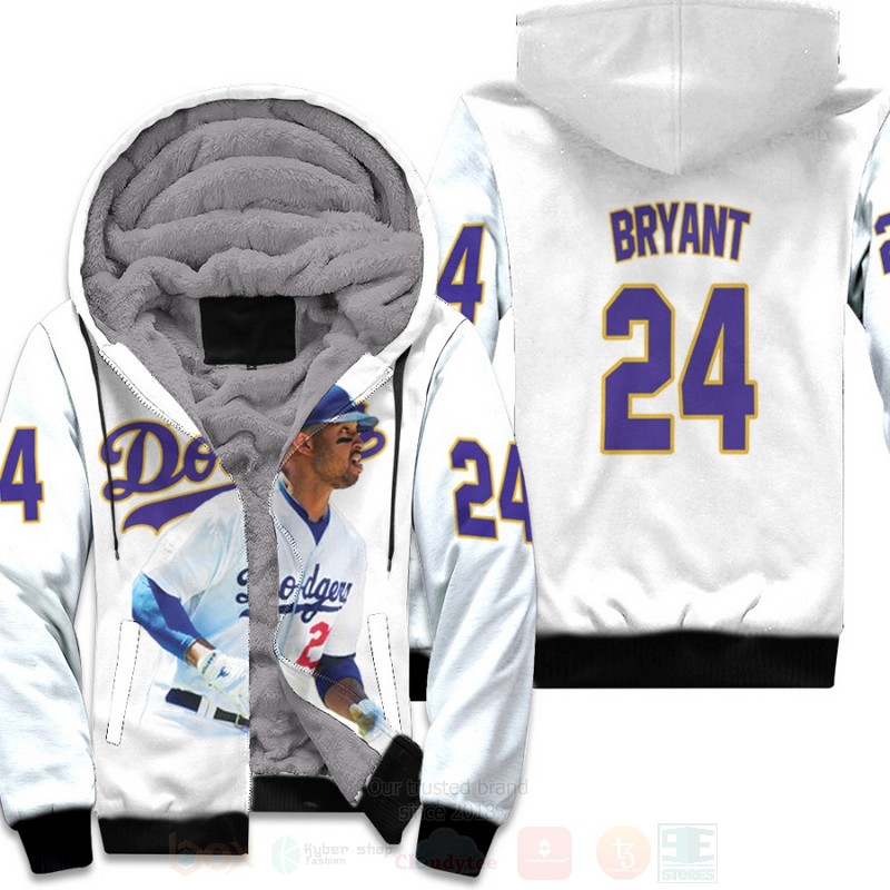 Los Angeles Dodgers Mashed Up Kobe Bryant 24 MLB 2020 White 3D Fleece Hoodie