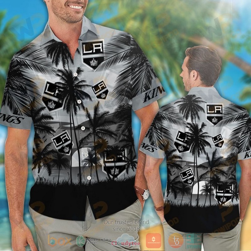 HOT Los Angeles Kings Hawaiian Shirt and shorts 2 Los Angeles Kings Hawaiian Shirt and shorts 1