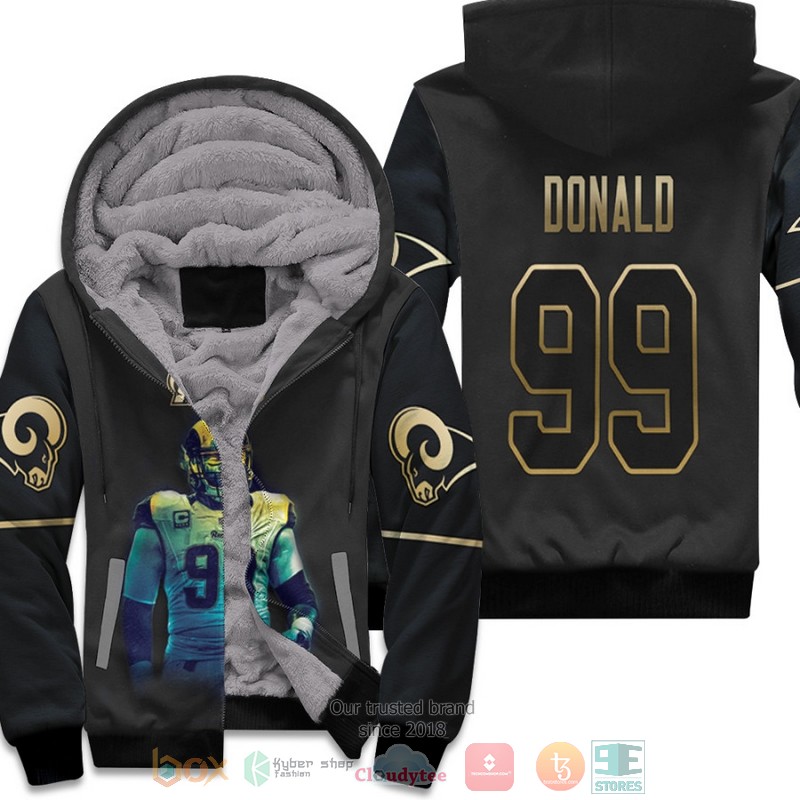 BEST Los Angeles Rams Aaron Donald 99 NFL Black Golden 3D fleece hoodie 1 Los Angeles Rams Aaron Donald 99 NFL Black Golden fleece hoodie