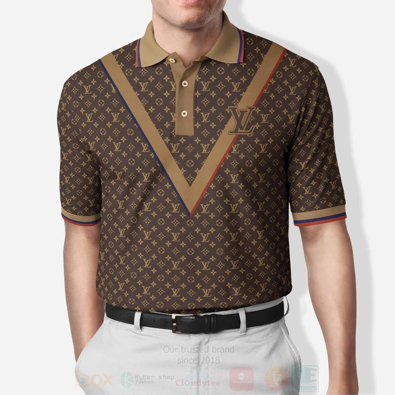 BEST Louis Brown Vuitton All Over Print 3D Polo Shirt 2 Louis Brown Vuitton Polo Shirt 1