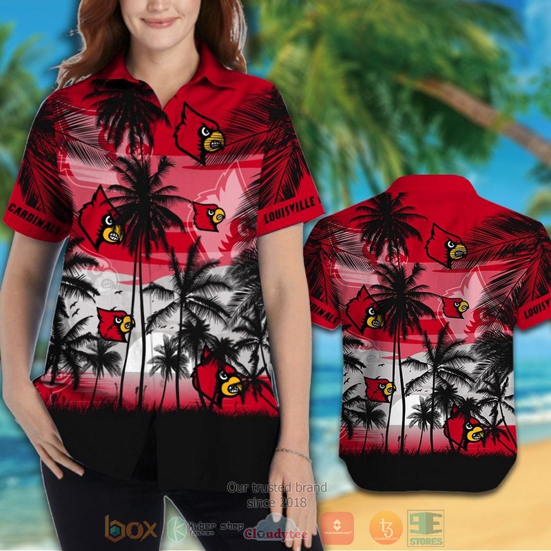 HOT Louisville Cardinals Tropical Hawaiian Shirt and shorts 3 Louisville Cardinals Tropical Hawaiian Shirt and shorts 1 2